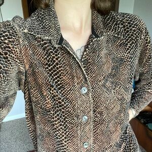 Velvet Snake Print Button-Up Shirt